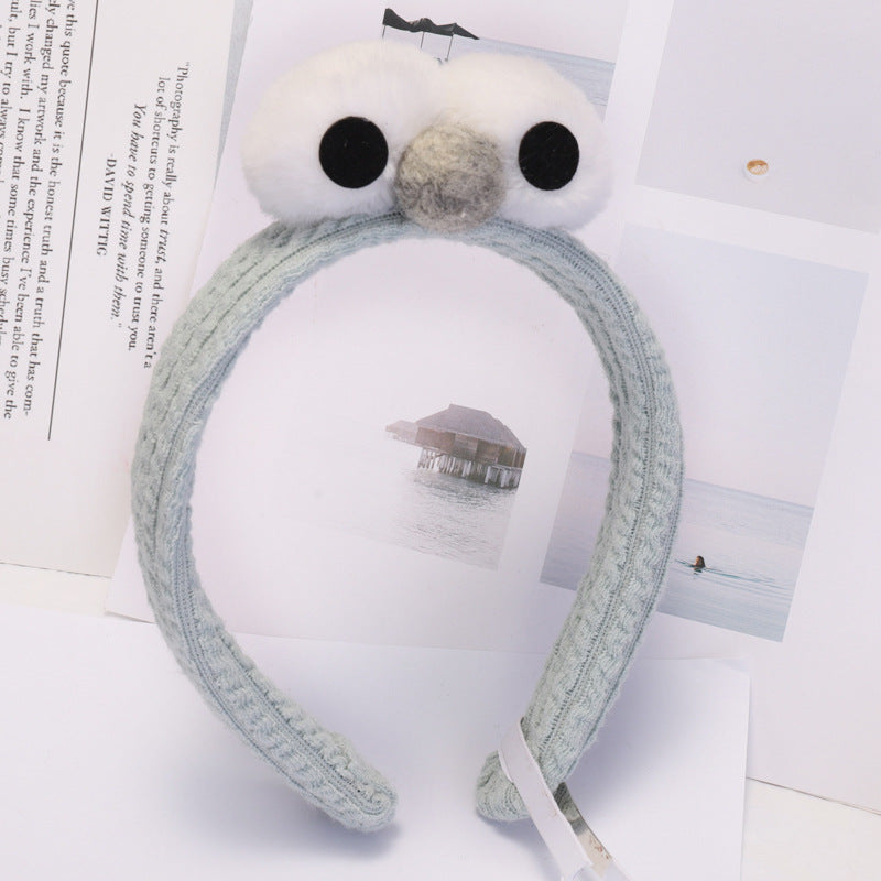 B952芝麻街emlo卡通髮箍毛絨大眼睛賣萌自拍頭箍 洗臉束髮帶頭飾plush