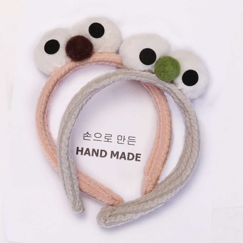 B952芝麻街emlo卡通髮箍毛絨大眼睛賣萌自拍頭箍 洗臉束髮帶頭飾plush