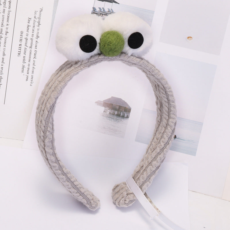 B952芝麻街emlo卡通髮箍毛絨大眼睛賣萌自拍頭箍 洗臉束髮帶頭飾plush