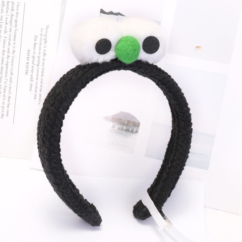 B952芝麻街emlo卡通髮箍毛絨大眼睛賣萌自拍頭箍 洗臉束髮帶頭飾plush