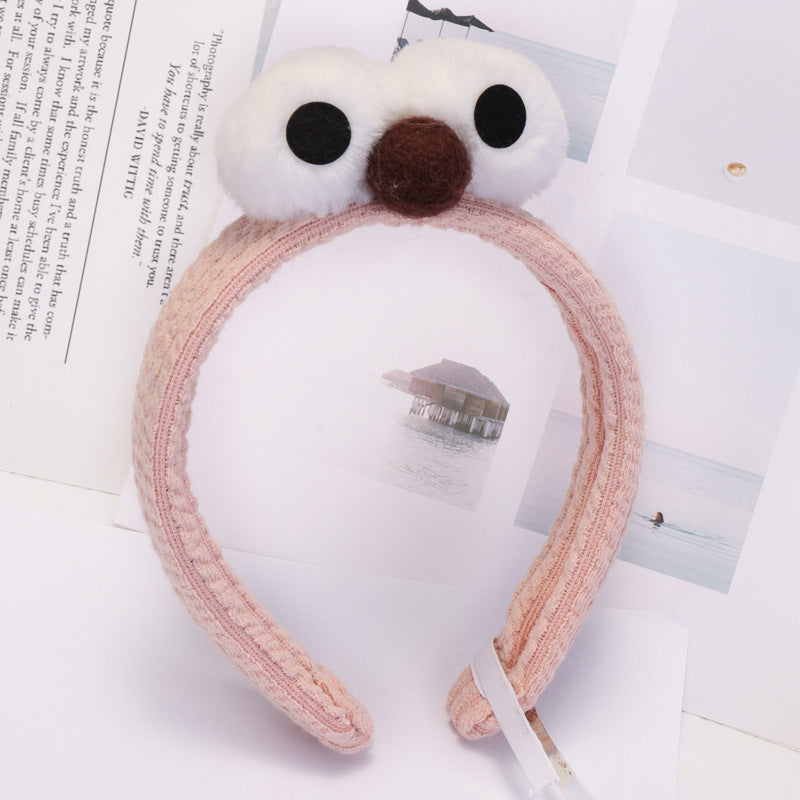 B952芝麻街emlo卡通髮箍毛絨大眼睛賣萌自拍頭箍 洗臉束髮帶頭飾plush